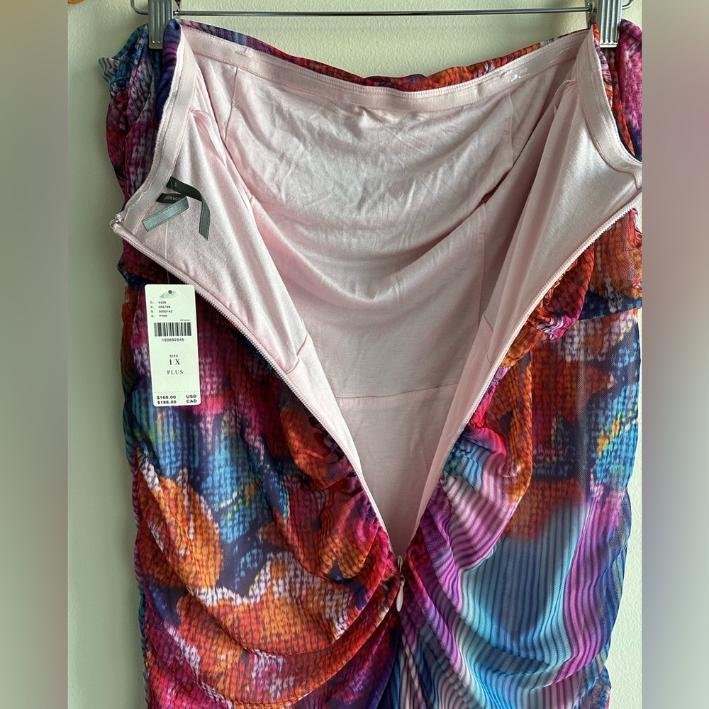 Anthropologie The Soleil Slim Strapless Ruched Mesh Dress XL Lined NWT - Picture 5 of 15